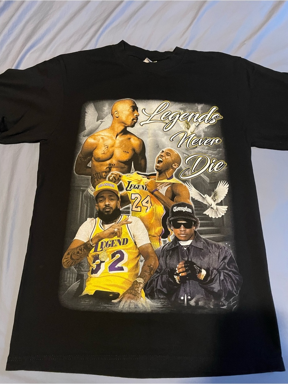Legends Never Die Graphic Tee - Black and Yellow